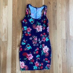 Floral navy blue racer back dress